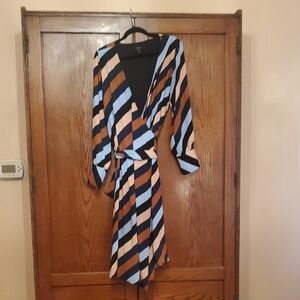 HALOGEN SIZE 1X Striped Wrap Dress